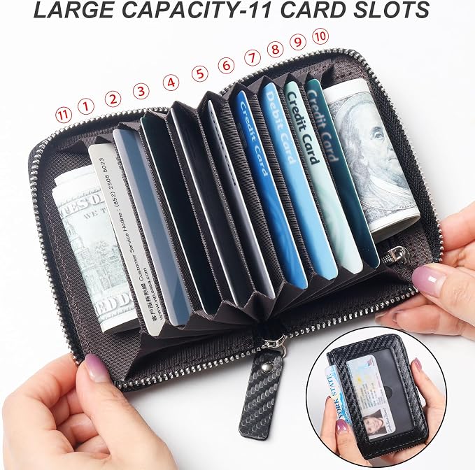 Credit Card Wallet, RFID Card Case Wallet, Zipper Card Cases Holder for Men Women, RFID Blocking, KeyChain Wallet, Compact Size Card Organizer Case for Women - Image 5