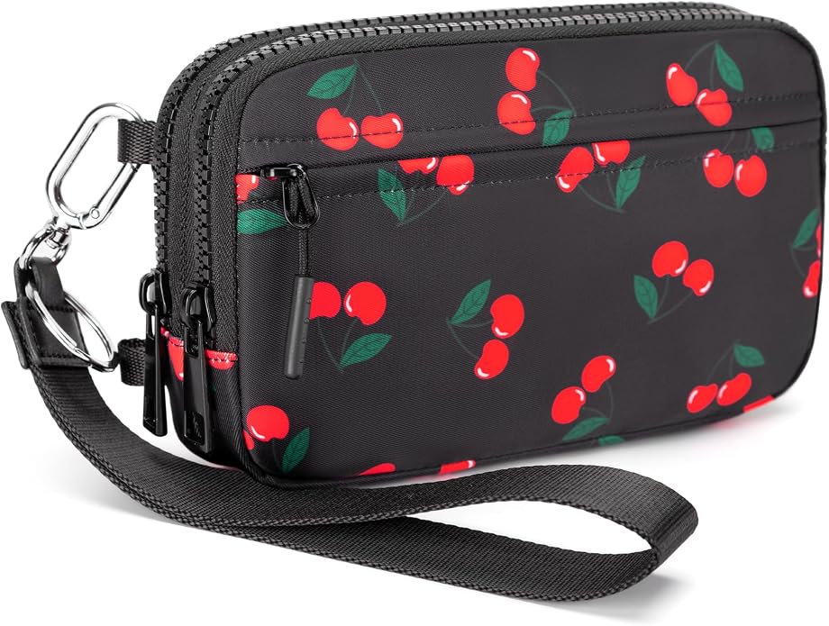 FODOKO Wristlet wallets for Women RFID crossbody bags with 4 Zippers | Checkered quilted nylon with credit card slots, cell phone organizer, and coin purse for travel and everyday carry by FODOKO