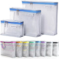 MUMI Travel Toiletry Bag Set of 3 - Clear TSA Approved, Blue | Water-resistant makeup organizer pouches for skincare, cosmetics & travel accessories by MUMI