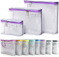 MUMI Travel Toiletry Bag Set of 3 - Clear TSA Approved, Purple | Water-resistant makeup organizer pouches for skincare, cosmetics & travel accessories by MUMI
