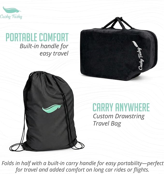 Premium Foldable Wheelchair Cushion - for Relief of Lower Back, Sciatic, Butt and Tailbone Pain - for Home & Office Use, Perfect for Travel or Driving - Black Coccyx Seat Cushion - Image 9