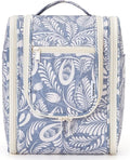 Narwey Small Hanging Toiletry Bag Women Travel Makeup Bag Organizer Toiletries Bag for Travel Size Essentials Accessories Cosmetics (Medium, Blue Leaf) by Narwey