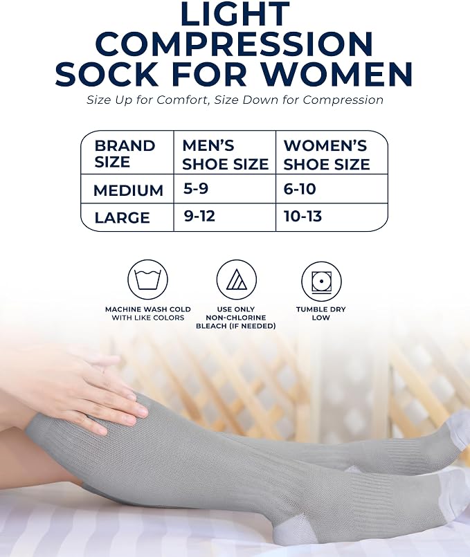 Pembrook® Light Compression Socks for Women - 3 Pairs | 8-15 mmHg Cotton Compression Socks for Pregnancy, Knee High Comfort - Image 7