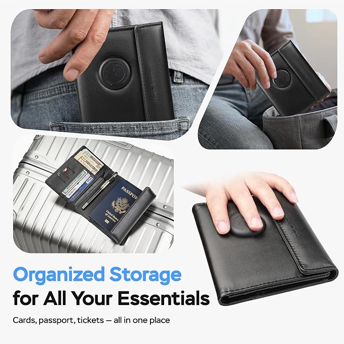 MiLi Smart Passport Holder with Bluetooth Tracker for iOS & Android | Works with Apple Find My & Google Find Hub, Leather Passport Holder for Travel, Never Lose Your Passport Again - Image 5