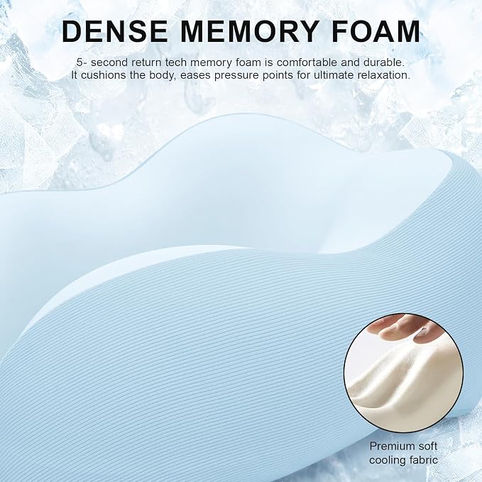urnexttour Travel Pillow for Airplane Memory Foam Neck Pillow, Soft & Support Travel Pillow for Travelling, Sleeping Rest, Car, Train and Home Use (Blue) - Image 4