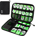 Cord Organizer Travel, Electronics Organizer Tech Pouch - Portable Cable Organizer Bag for Cords, Charger, Phone, SD Card, Power Bank for Travel & Daily Use -Black Green by Unknown