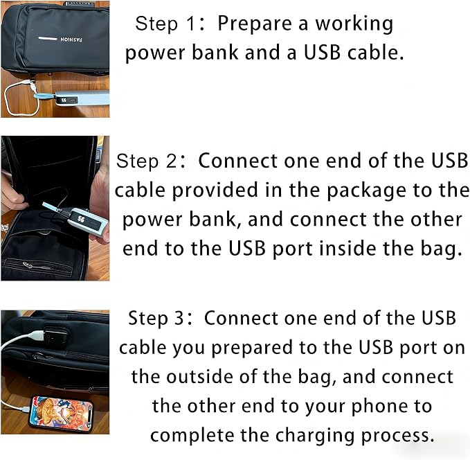 Travel Sling Bag Waterproof Crossbody Bag with Combination Lock Anti-Theft PU Leather Chest Bag with USB Charging Hole Shoulder Backpack Motorcycle Bags Black - Image 9
