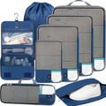 BAGAIL 4 Set/6 Set/8 Set Compression Packing Cubes Travel Accessories Expandable Packing Organizers(HalfMesh,8-Navy) by BAGAIL