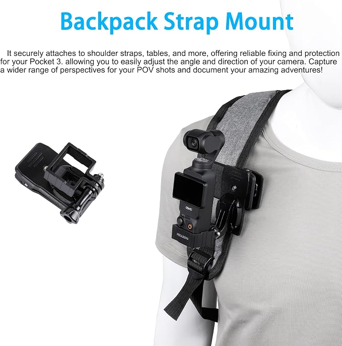 PellKing 4in1 Mount Accessories Kit for DJI Osmo Pocket 4 Pro 3 Xtra Muse | Chest Mount,Neck Holder Mount,Head Mount,Backpack Strap Mount With Expansion Adapter for Pocket 4 Pro 3 Xtra muse Camera - Image 4