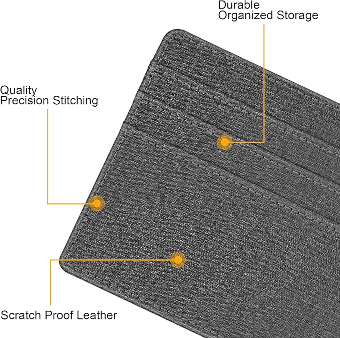 FINTIE Slim Minimalist Front Pocket Wallet RFID Blocking Credit Card Holder | Card Cases with ID Window for Men Women, Denim Gray - Image 3