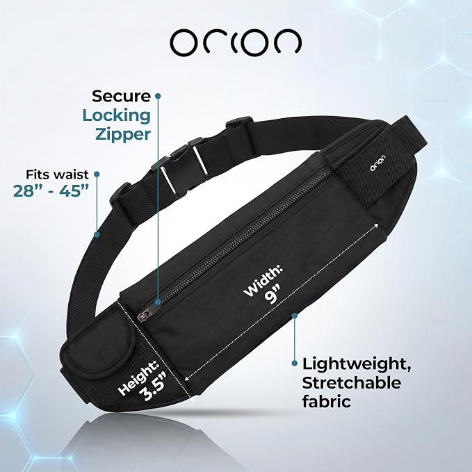 The Belt of Orion Running Belt, No-Bounce Waist Pack, 3 Pockets | Running Belt, No-Bounce Fit, 3 Zippered Pockets, Adjustable, For Running, Workouts & Hiking 9x3.5in - Image 7