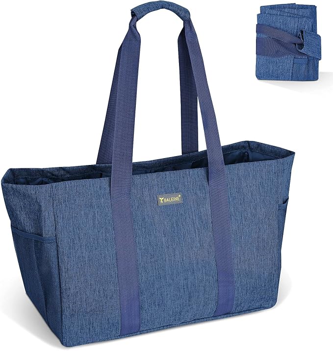 BALEINE Soft 9 Gallon Extra Large Utility Tote, Foldable Reusable Storage Bag (Denim Blue) by BALEINE