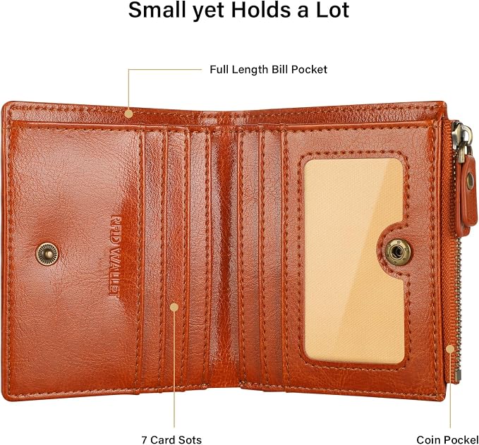 Ultra Thin Small Compact Leather Womens Girls Wallets RFID Blocking Credit Card Holder for Women - Image 3