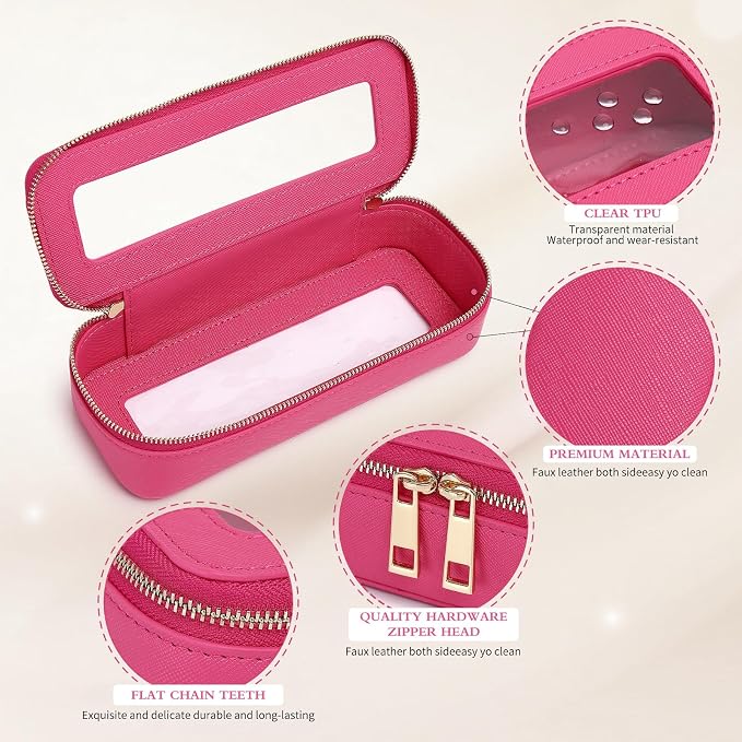 Pinkmik Clear Makeup Bag, (Fuxia, L+M+SLIM) | 3pcs, With Brush Bag, Waterproof Travel Case, For Cosmetics and Toiletries, With Zipper - Image 6