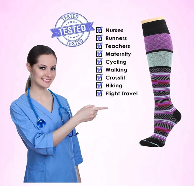 Dr. Motion 3 Pairs Therapeutic Graduated Compression Women's Knee-hi Socks - Image 6