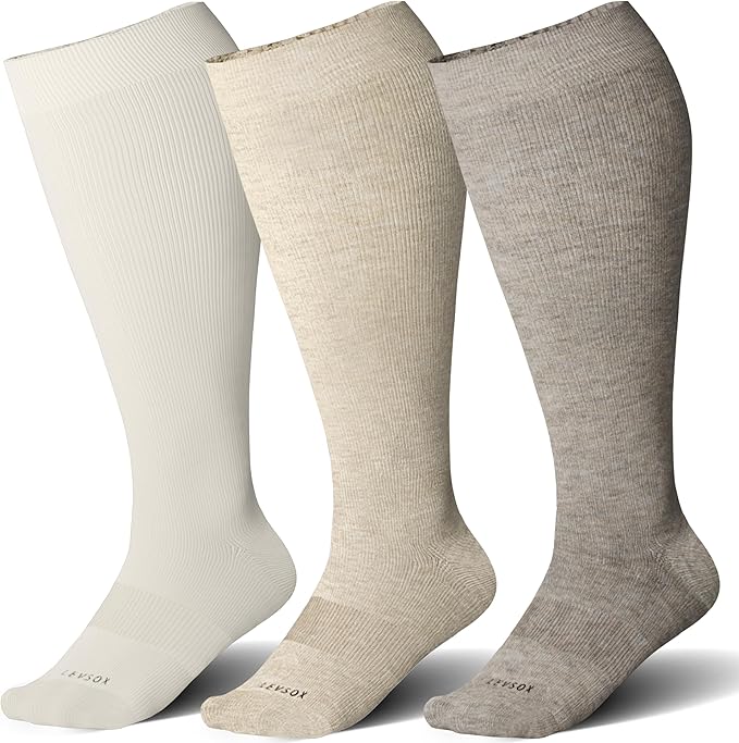 LEVSOX Wide Calf Compression Socks for Women&Men Plus Size 15-20mmHg Knee High Large Support Stockings for Circulation by Levsox