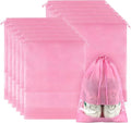 12 Pack Shoe Bags for Travel, Large Travel Shoe Bag for Packing with Window | Dustproof Drawstring Travel Shoe Storage Bags Travel Essentials for Men & Women, Pink by COIDEA