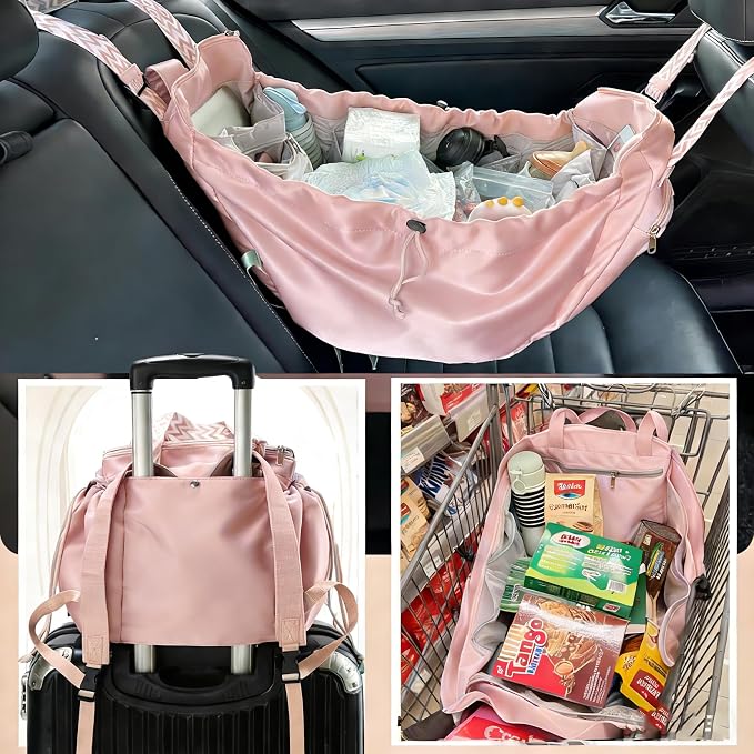 Tote Bag Large Capacity Lightweight Backpack with 15 Pockets Nylon Shoulder Bag for Car Travel Mother Bag - Image 7