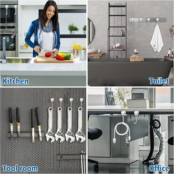 Swivel Swing Magnetic Hooks,12PCS 30lbs Refrigerator Magnet Hooks | Heavy Duty Strong Magnets Refrigerator Fridge Hanging for Classroom Beach Vacation Kitchen Grills Home - Image 6