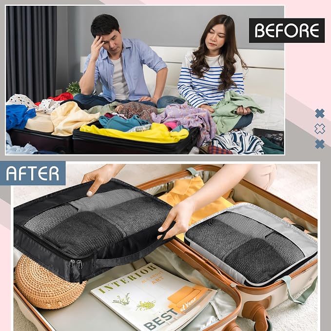 5 Pcs Packing Cubes for Suitcase Large Travel Cubes Carry on Luggage Organizer Bags for Clothes Accessories(Mixed,Morandi) - Image 6