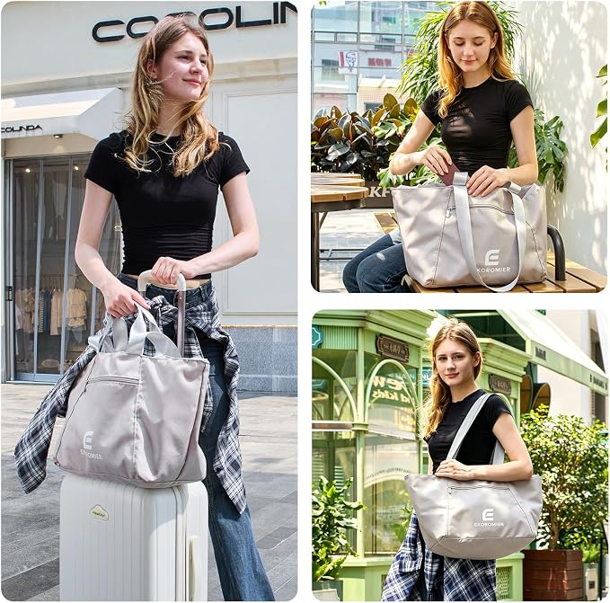 EKOROMIER Dual-Handle Expandable Tote Bag,Ultra-Lightweight Travel Bag | Expandable 30L-50L waterproof handbags & wear-resistant shopper. Perfect weekender, carry on, gym or beach bag. - Image 3