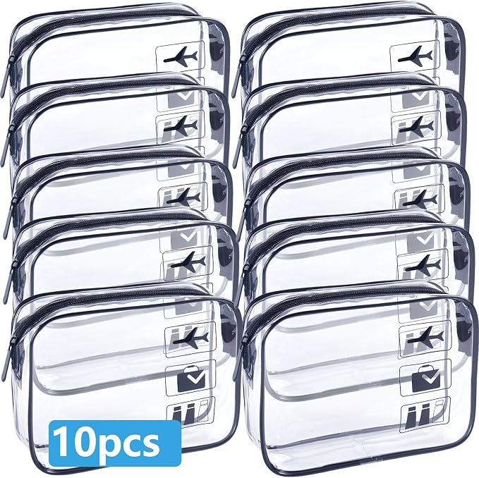 Clear Travel Bags for Toiletry,Makeup Bag-10Pcs, Toiletry Bag | TSA Approved Clear Toiletry Bags,Carry on Airport Airline Compliant Bag,Black,10pack - Image 8