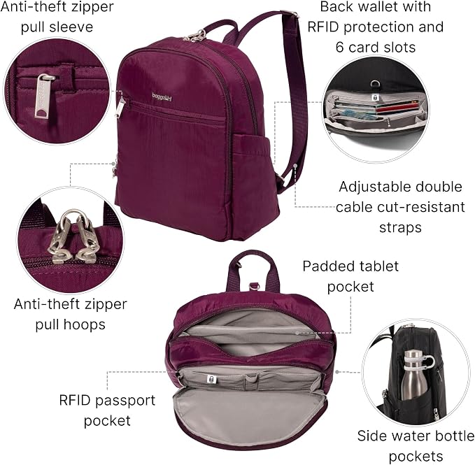 Securtex Anti-Theft Getaway Backpack - 9.4"x13"x5" Travel Safe Bag w/Locking Zippers, Slash-Resistant, RFID - Image 2