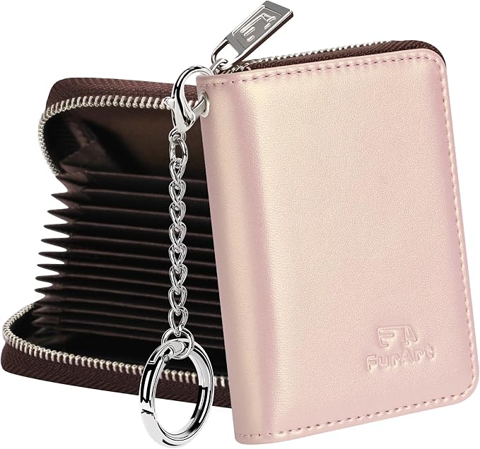 FurArt Zipper Wallet Women RFID Credit Card Holder keychain Wallet | ID Window RFID Blocking Compact Small business 15/16 slots by FurArt