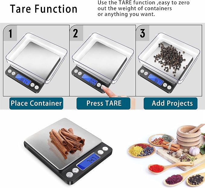 Fuzion Digital Gram Scale .01 Gram Accuracy, 500g Digital Jewelry Scale | Small Kitchen Food Scale with 2 Trays for Powder, Coffee, Gold, Coin, Small Reptile - Weight Gram and Oz - Image 5