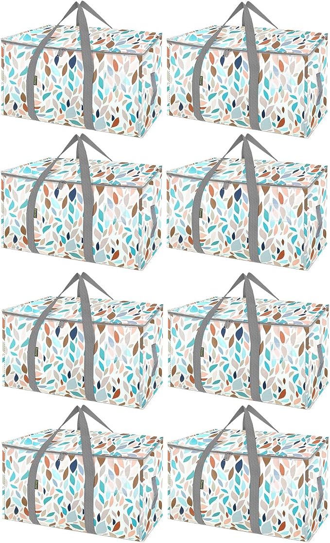 BALEINE 8-Pack Oversized Moving Bags with Reinforced Handles, Heavy-Duty Storage Tote for Clothes, Moving Supplies (Mosaic, 8-Pack) by BALEINE
