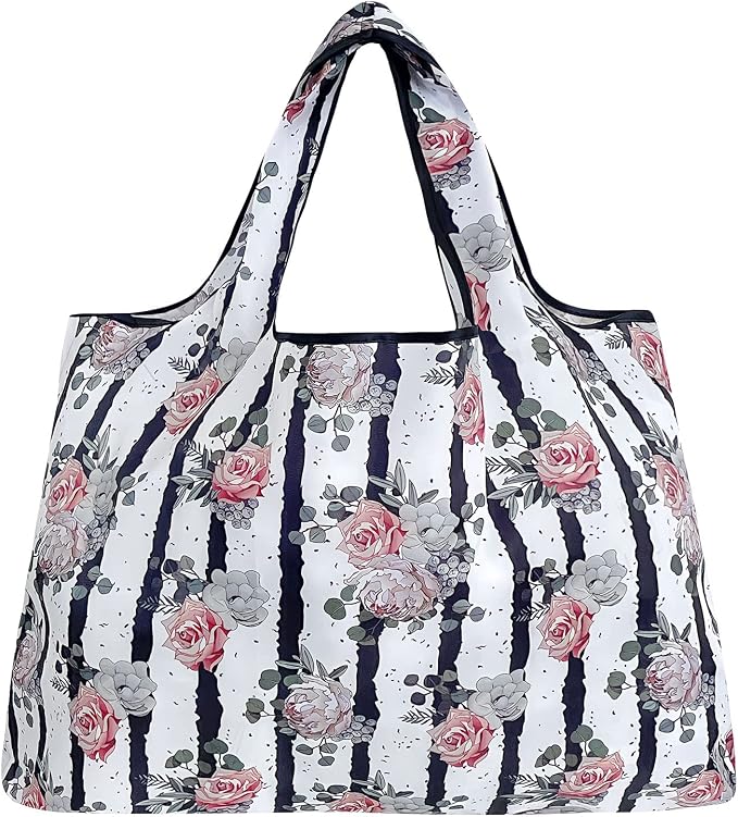 allydrew Large Foldable Tote Nylon Reusable Grocery Bags - Image 3