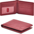 Real Leather Mens Bifold Wallet RFID Blocking Slim Minimalist Front Pocket - Thin & Stylish with ID Window in Gift Box (Nappa, Red) by WiseOwlAccessories