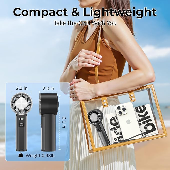 Handheld Fan with Ice Cooler, Mini Portable Fan Rechargeable, 18Hrs Cooling, 0-100 Adjustable Speed, Small Yet Powerful, Personal Hand Fans for Travel, Beach, Outdoor, Makeup, Gifts for Women - Image 6