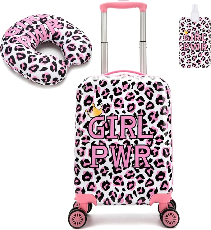 Kid's Luggage Set 2 Piece Suitcase Set 16" Hardside Luggage with Spinner Wheels Girls Carry on Toddler Travel Rolling Suitcase with Neck Pillow Airline Approved by Unknown