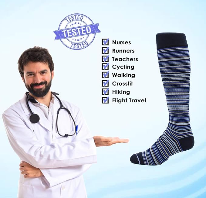 Dr. Motion 4 Pairs Men's Athletic Traveler Graduated Compression Knee High Socks - Image 5
