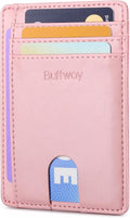 Buffway Slim Minimalist Front Pocket RFID Blocking Leather Wallets for Men and Women - Alaska Pink by Buffway