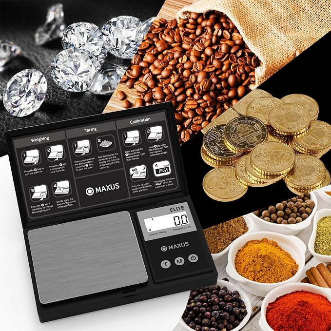 Digital Gram Scale 1000g/0.1g, Small Food Scale with Backlit LCD, Mini Pocket Scale for Jewelry | Small Food Scale with Backlit LCD, 6 Weighing Units, Tare Function - Image 2