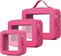 Pinkmik Clear Makeup Bag, (Fuxia, L+M+MINI) | Waterproof, Travel Case for Cosmetics and Toiletries, Women's Purse Organizer, Clear Car Bag with Zipper by Pinkmik