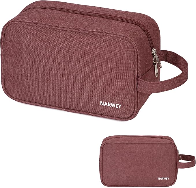 Narwey Travel Toiletry Bag for Women Traveling Dopp Kit Travel Bag for Toiletries Cosmetic Bag Makeup Bag Medicine Bag for Traveling (Jujube Red) by Narwey