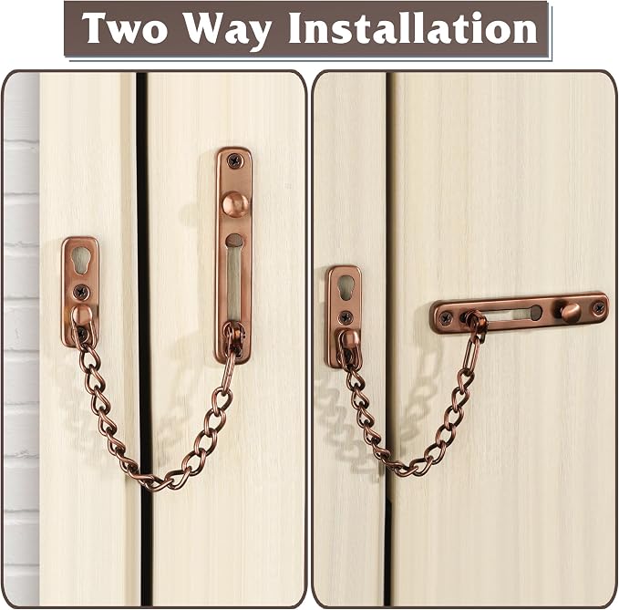 Alise Door Chain Lock,Door Security Chain Lock for Inside Door,Red Bronze | Stainless Steel,Door Chain Lock Guard with Spring Anti-Theft Press Button,Door Lock Latch for Front Door - Image 5