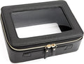 Aveniee Clear Makeup Bag Organizer, Portable Travel Toiletry Cosmetic Bag Case for Women, Heavy Duty Clear Pouch with zipper with Transparent Vinyl Windows & Gold Zippers(Black) by Aveniee