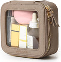 Aveniee Mini Clear Makeup Bag, Small Cosmetic Bags Travel Toiletry Pouch Organizer, TSA Approved Make up Case with Zipper, Car Bag for Essentials,Taupe by Aveniee