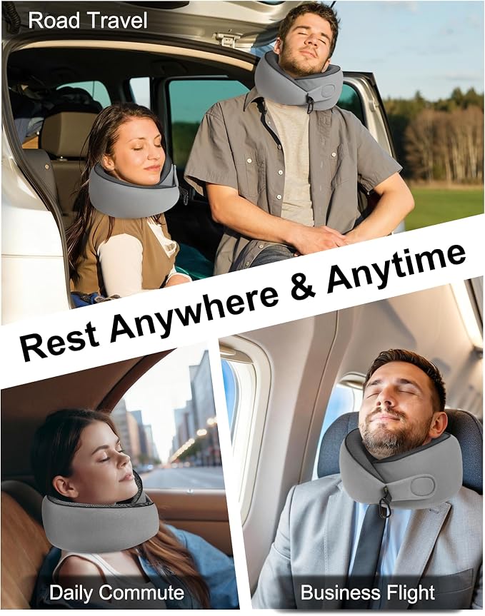 BeeVines Travel Pillow with Carry Case, Memory Foam Neck Pillows for Flight | 360° Wrap Around Support for Sleeping, Breathable & Washable Cover, for Long Flights, Car & Train Traveling - Image 8