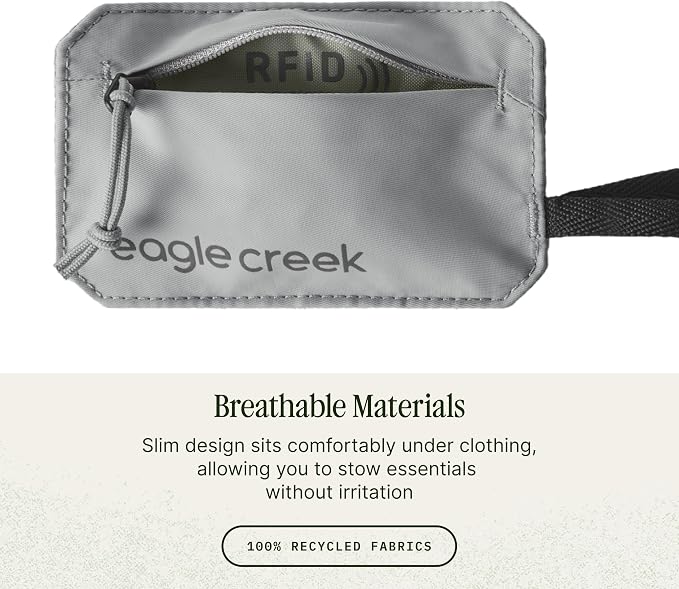 Eagle Creek Undercover RFID Bra Pouch, Storm Grey | Travel Security Pouch with RFID Blocking, Lightweight, Wear Under Clothing, Zippered Passport and Card Holder - Image 3