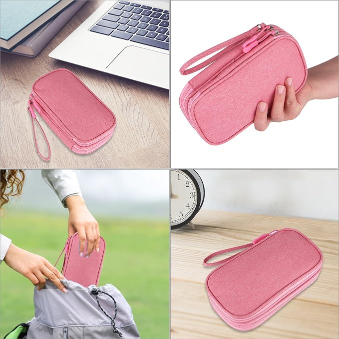 Travel Cable Organizer,Electronics Accessories Organizer Bag,for Charger, Phone, memory card,Travel Gadget Bag-Pink - Image 7