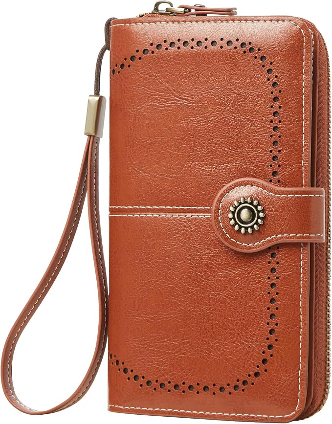 TFKGS Wallet for Women RFID Blocking Leather Large Capacity Card Holder Ladies Phone Clutch Travel Long Purse Wristlet | RFID Blocking by TFKGS