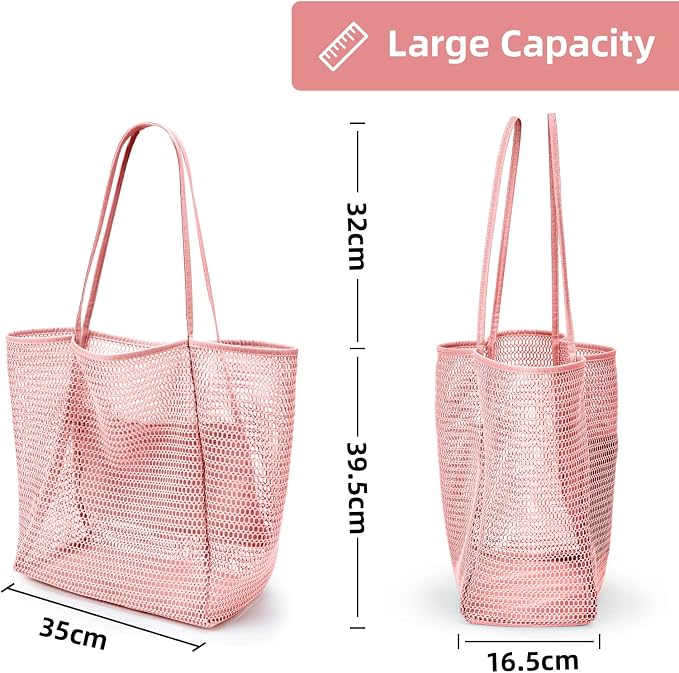 KALIDI Beach Mesh Tote Bag, Casual MAX 23L Summer Foldable Hobo Bag Women | Sandproof Widen Strap Large Shoulder Bag For Lake Pool Vacation Travel Picnic Grocery Market Shopping Carrier - Image 5