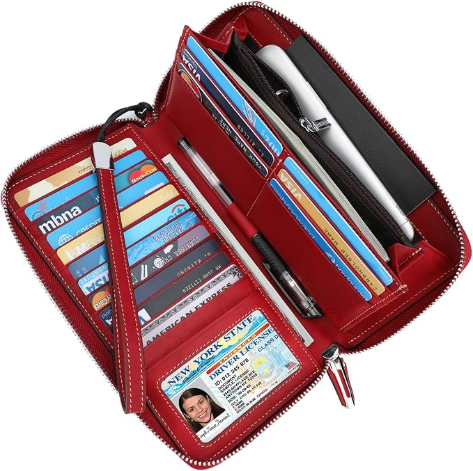 Small Compact Women Wallet RFID Blocking Genuine Leather Bifold Purse with ID Windows - Image 2