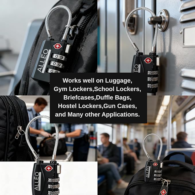 Alleo TSA Locks for Luggage 2 Pack Travel Locks TSA Approved - Secure Suitcase Lock with Combination Code. Good for Gym, Toolbox, Backpack and More - Image 3