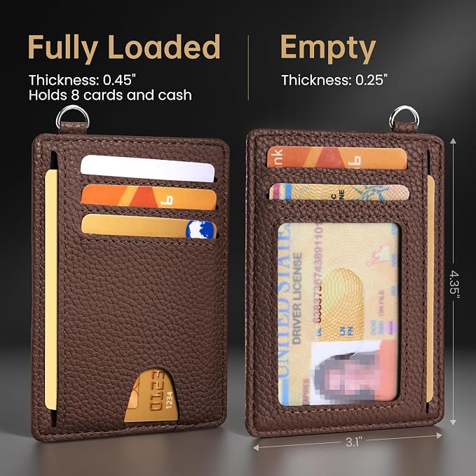 Mayski Slim Wallet, Credit Card Holder for Women, Minimalist Front Pocket RFID Blocking Card Cases, Small Wallet Women Men(Lichee Coffee) - Image 7